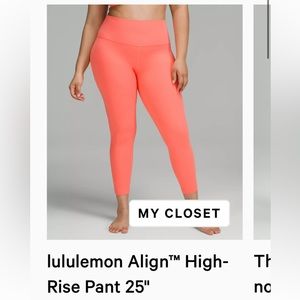 lululemon align 25 inch legging rasperry cream size 6
